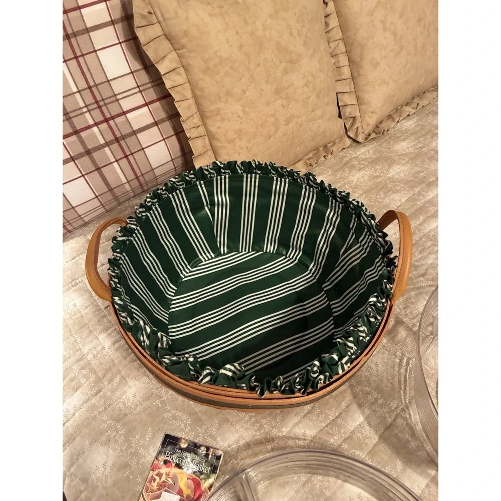 1999 LONGABERGER HOLIDAY HOSTESS PINECONE BASKET (LEATHER HANDLES W/4 SECTIONS